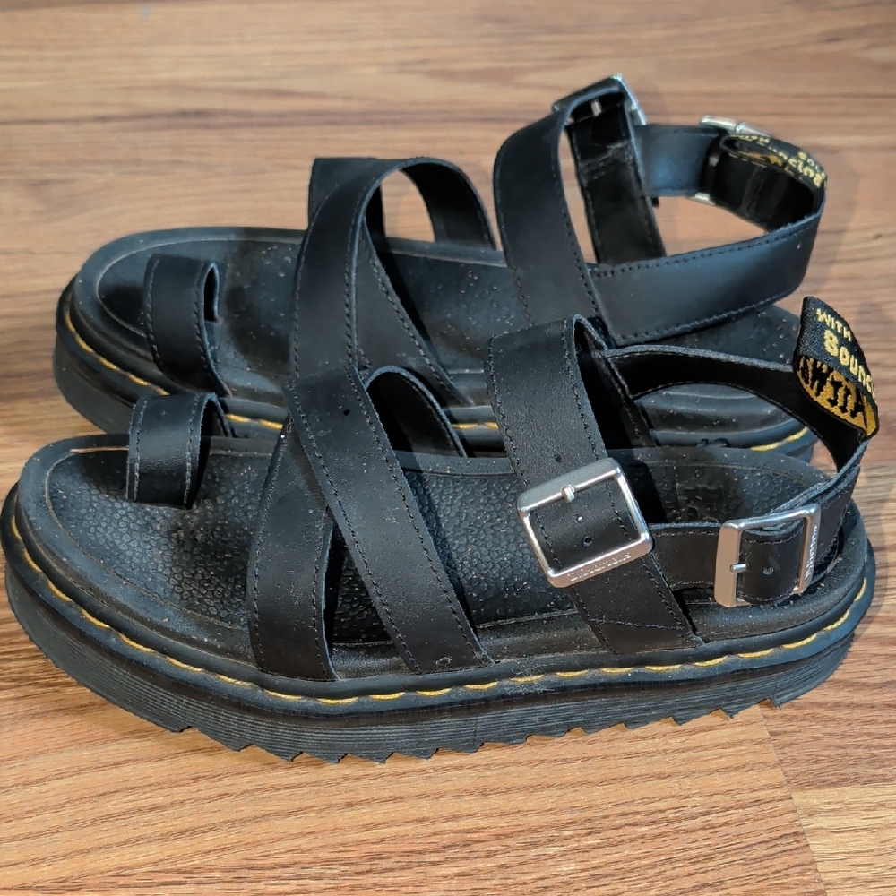 Dr. Martens Black Leather Sandals with Buckle
